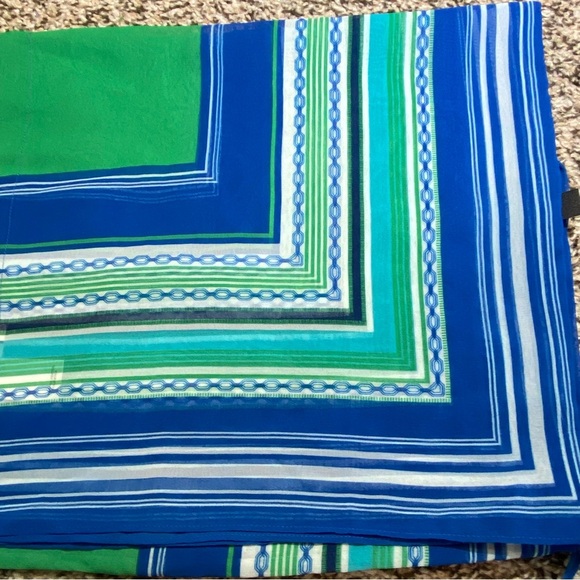 Ann Taylor Blue & Green Striped Poncho Caftan Top - Picture 7 of 7